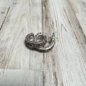 Womens Vintage Multicolored Half Round Sliver Earrings